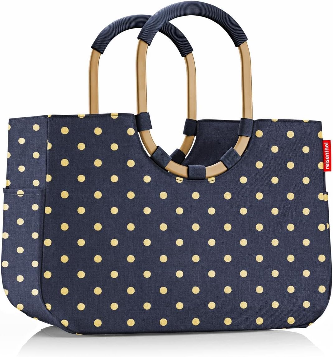 reisenthel Loopshopper L - Sturdy Bag with Practical Compartments Made from Recycled PET Bottles - Charming and Water-Repellent Design Gold, Mesh black., L