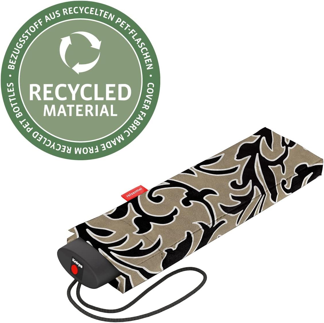 reisenthel Compact Travel Umbrella Pocket Mini, Folds Flat, Windproof, Easy-Fit Carry Case, Lightweight and Durable, Baroque Marble