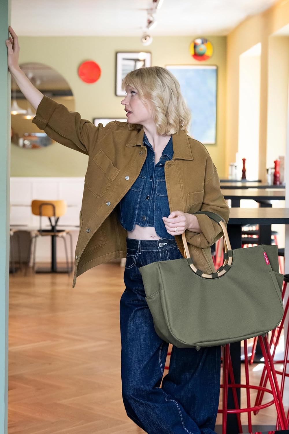 reisenthel Loopshopper L - Sturdy Bag with Practical Compartments Made from Recycled PET Bottles - Charming and Water-Repellent Design Gold, Mesh black., L