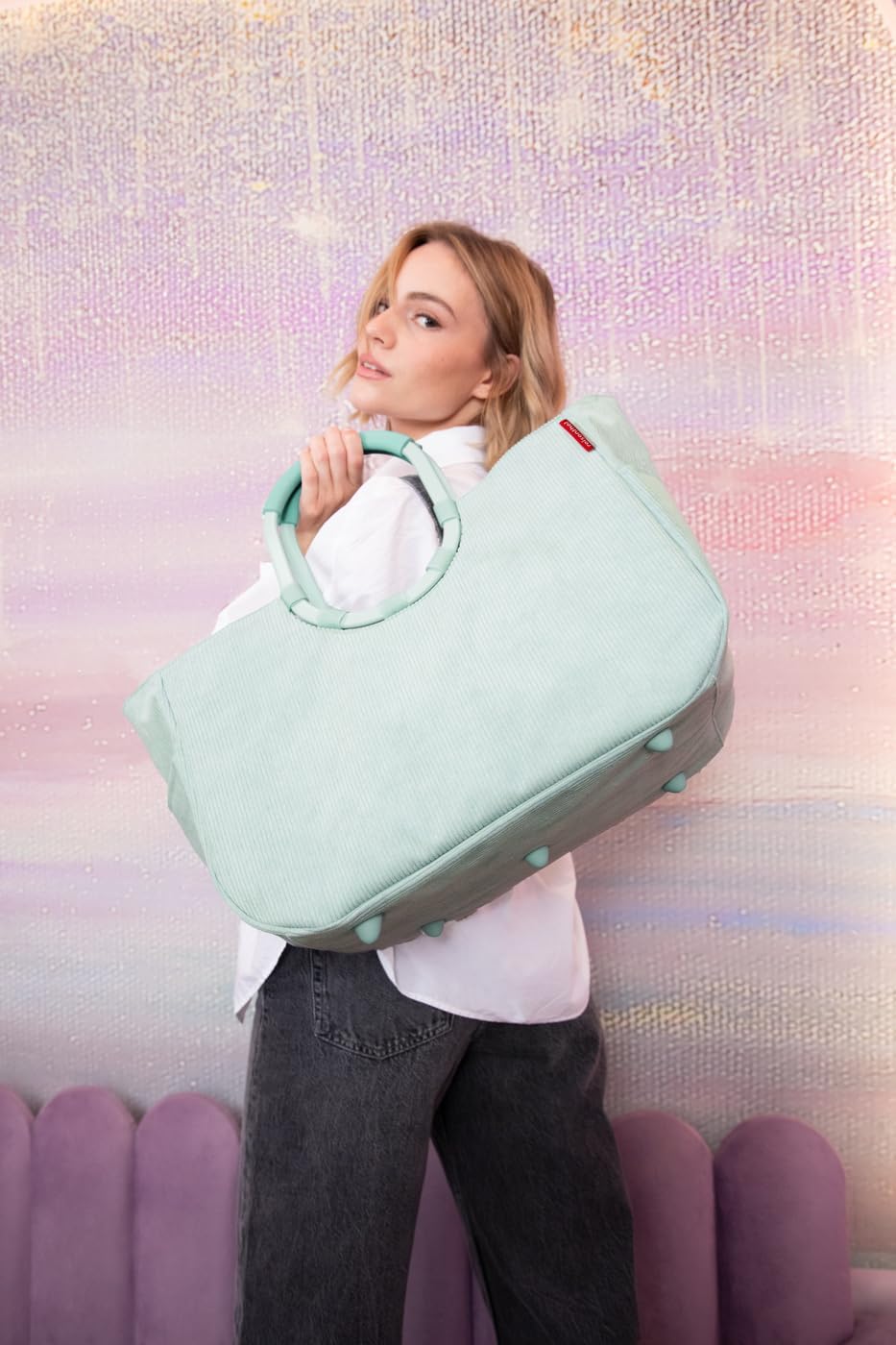 reisenthel Loopshopper L - Sturdy Bag with Practical Compartments Made from Recycled PET Bottles - Charming and Water-Repellent Design Gold, Mesh black., L