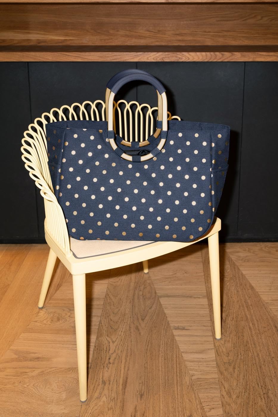 reisenthel Loopshopper L - Sturdy Bag with Practical Compartments Made from Recycled PET Bottles - Charming and Water-Repellent Design Gold, Mesh black., L