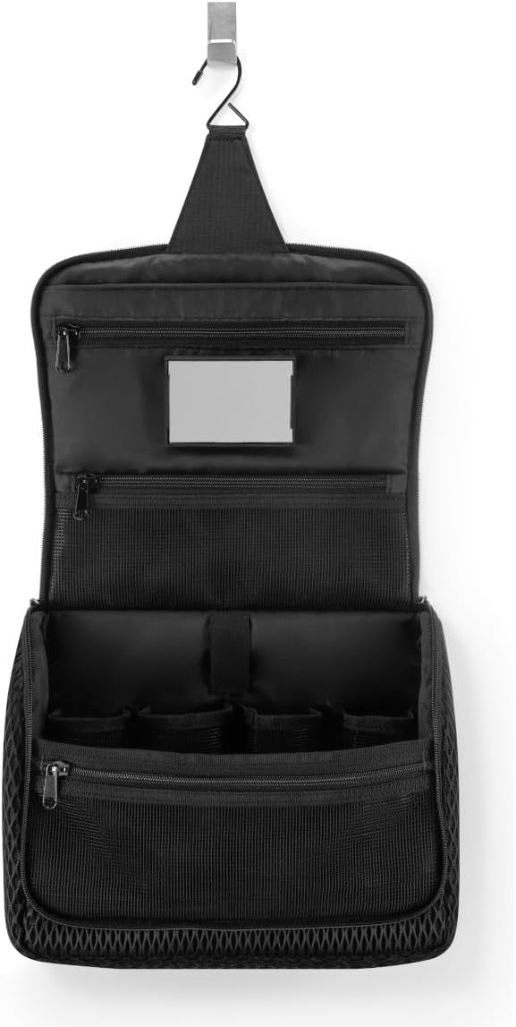 reisenthel Toiletbag XL Practical Toiletry Bag with Hook, Water-Repellent Material, Mesh black., 28 cm, Cosmetic bag