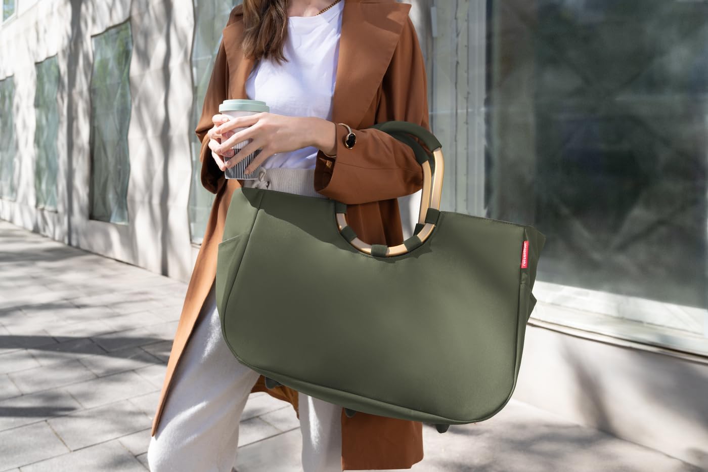 reisenthel Loopshopper L - Sturdy Bag with Practical Compartments Made from Recycled PET Bottles - Charming and Water-Repellent Design Gold, Mesh black., L