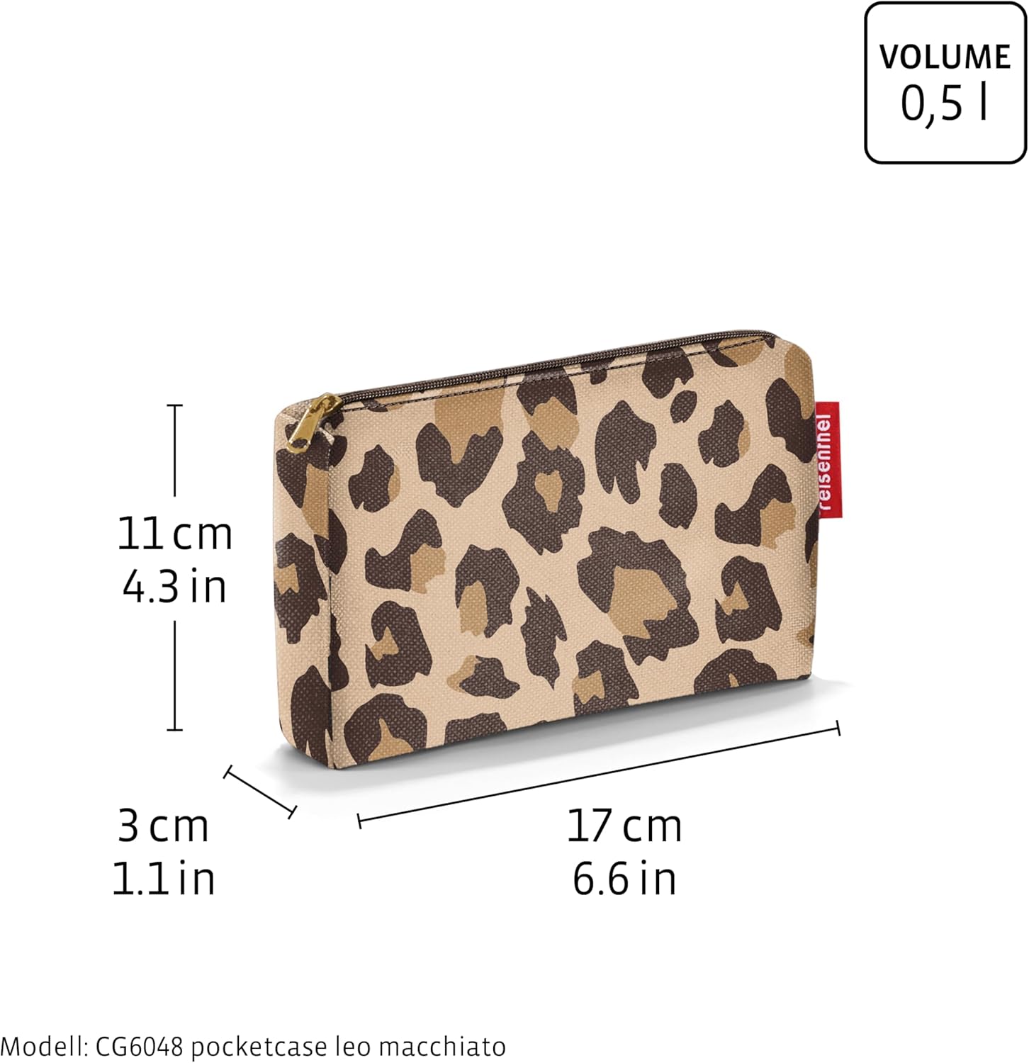 reisenthel Pocketcase Compact Pocket Organiser, Leo Macchiato, Leopard print