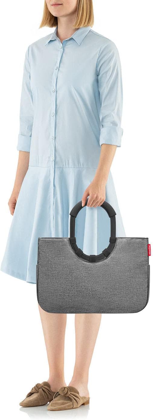 reisenthel Loopshopper M - Sturdy Bag with Practical Compartments Made from Recycled PET Bottles - Elegance When Shopping, Lots of Function Included, Twist silver, M, Retro