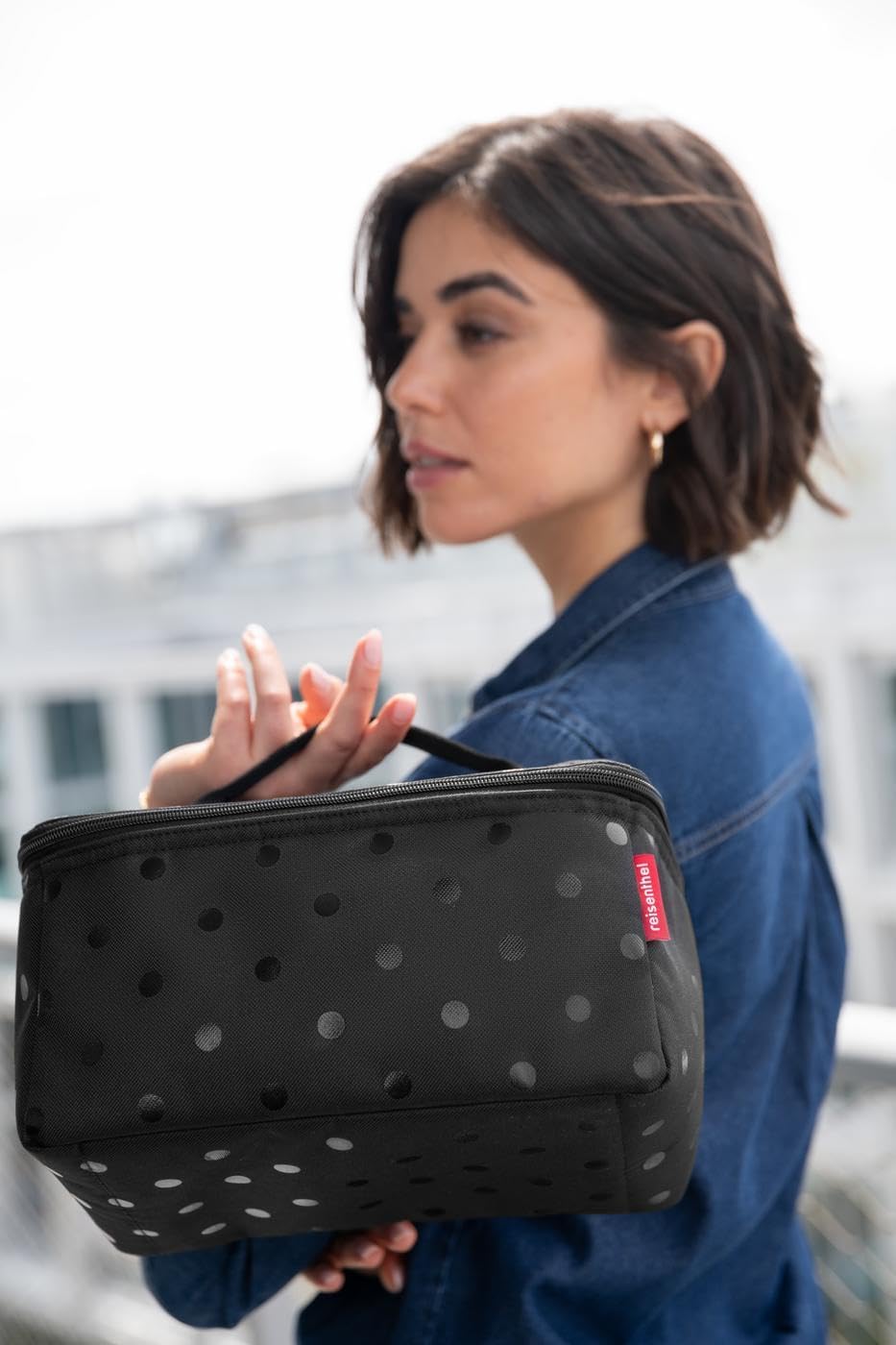 reisenthel beautycase glossy dots black - square toiletry bag, luggage organizer, cosmetic bag